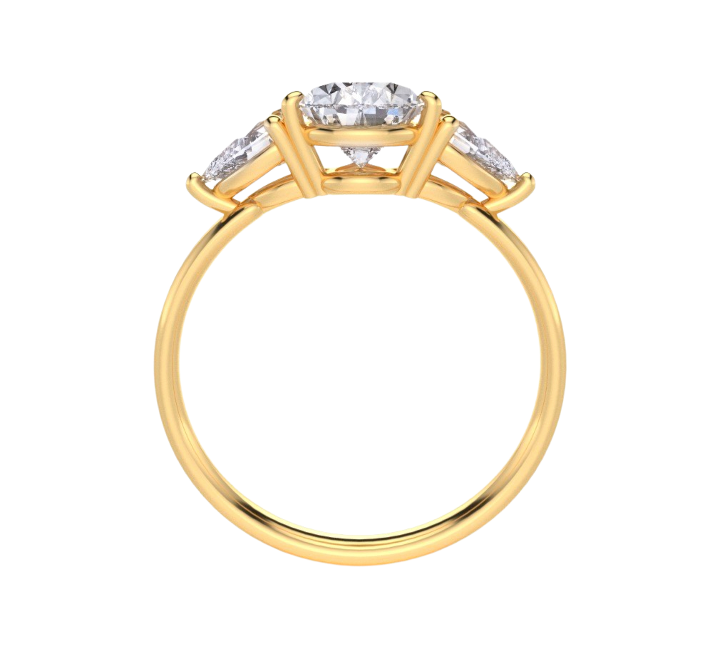 AMAYA - 18K Trilogie Goldring | Pear Cut | Lab Grown Diamant & Moissanite