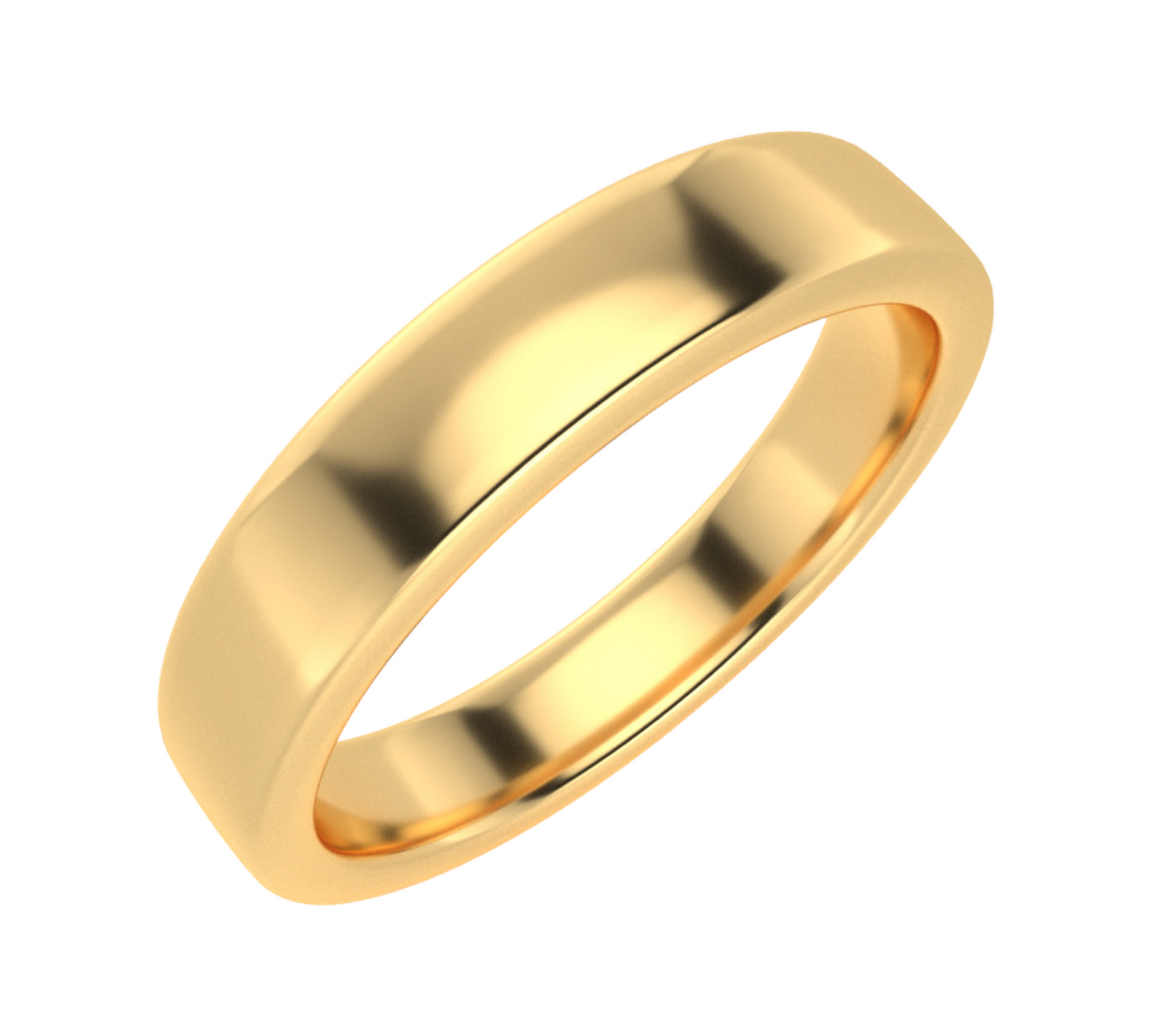 Hudson - klassischer 18K Gold Ehering, kantig, poliert, Draufsicht